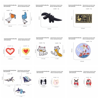 2-3pcs/set Enamel Pins Kitties Pig Dinosaur Penguin Penguin Pelicans Love Heart Suit Brooches Badge Gift Accessories #2