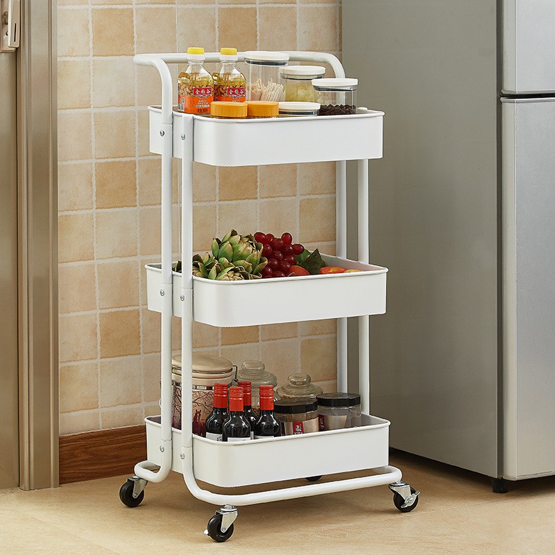 3-Tier Kitchen Utility Trolley Cart Shelf Storage Rack Organizer Easy ...