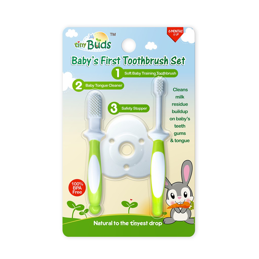 Tiny Buds Baby's First Toothbrush and Tongue Cleaner Set 6 Months and