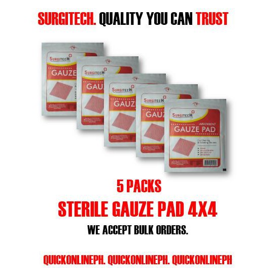 Sterile Gauze Pad 4x4, Pack of 5 Surgitech/Ishield