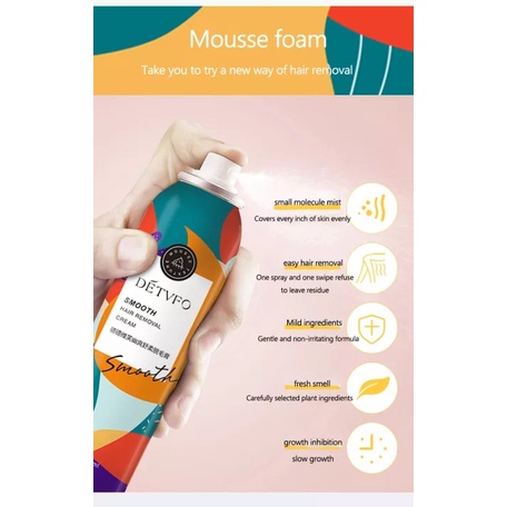 Hair removal cream spray 150ml 5 minutes fast hair removal gentle and non-irritating can be used all