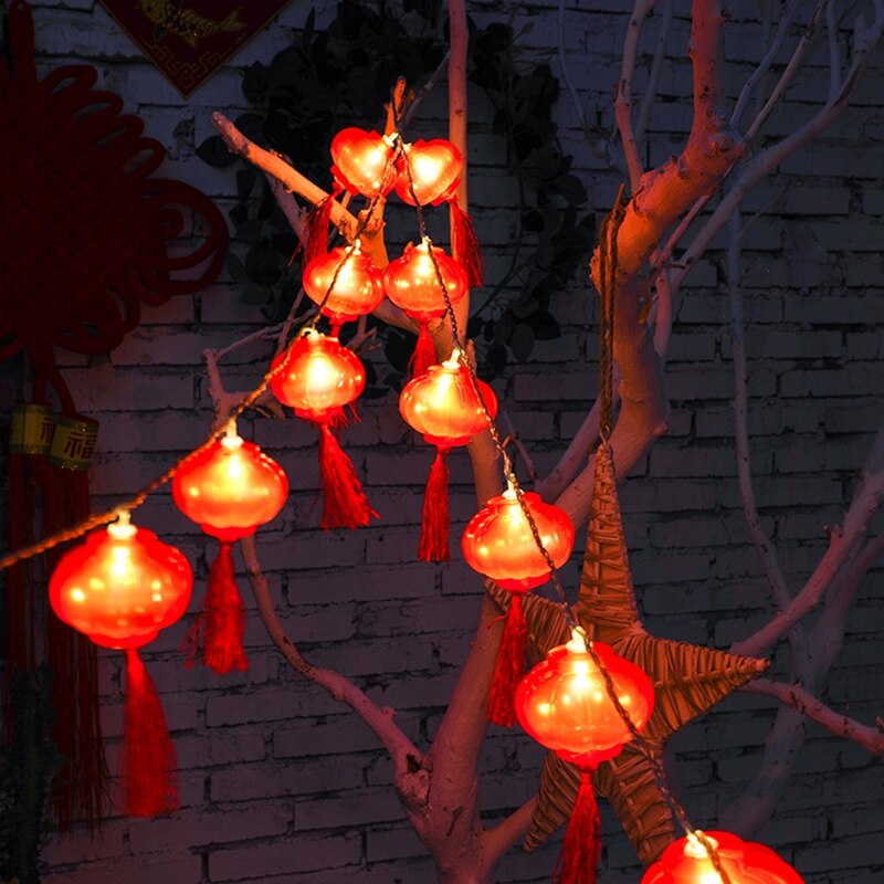 #Growfonder#2 Meters USB Spring Festival Lantern Light Battery Operated Chinese New Year Red Lantern String Lamp Multi Color Outdoor Garden Night Lights for Home Party Wedding festivals Decor