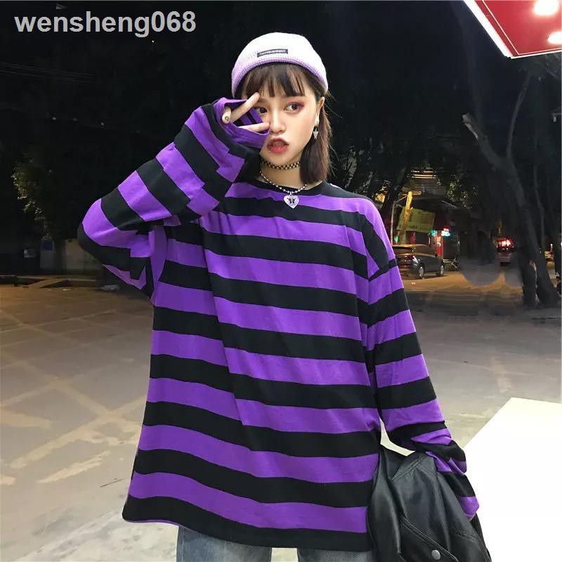 purple and black striped shirt