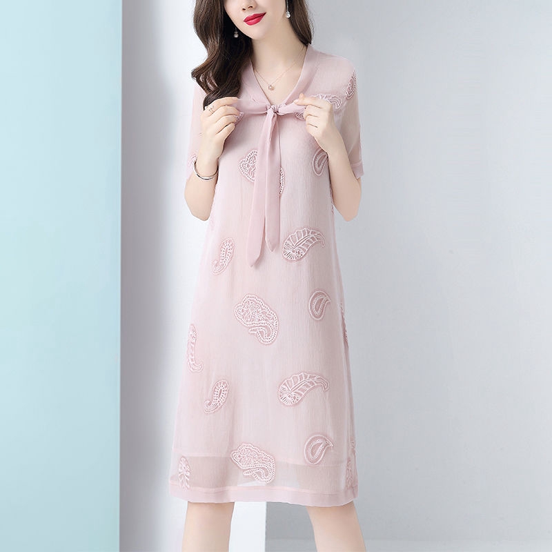 embroidered chiffon dress