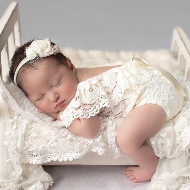 Newborn Photography Prop Outfits Girl Lace Outfit Set Baby Girl Photo Shoot Infant Princess Photos Costume 