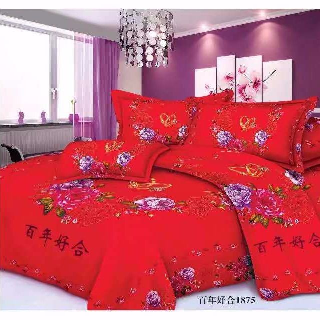 Thick bed sheet single piece red wedding festive double marriage 2