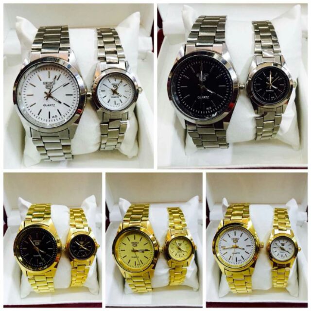 Seiko couple watch silver at gold fashion watch | Shopee Philippines
