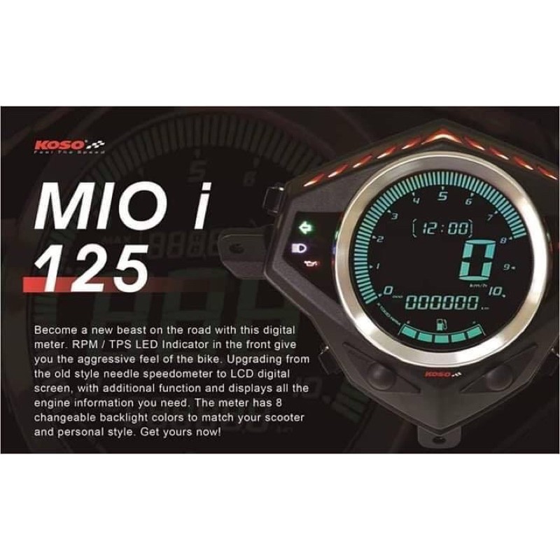 Koso Digital Speedometer 8 Colors Backlight for MIO I 125 M3 (Unang