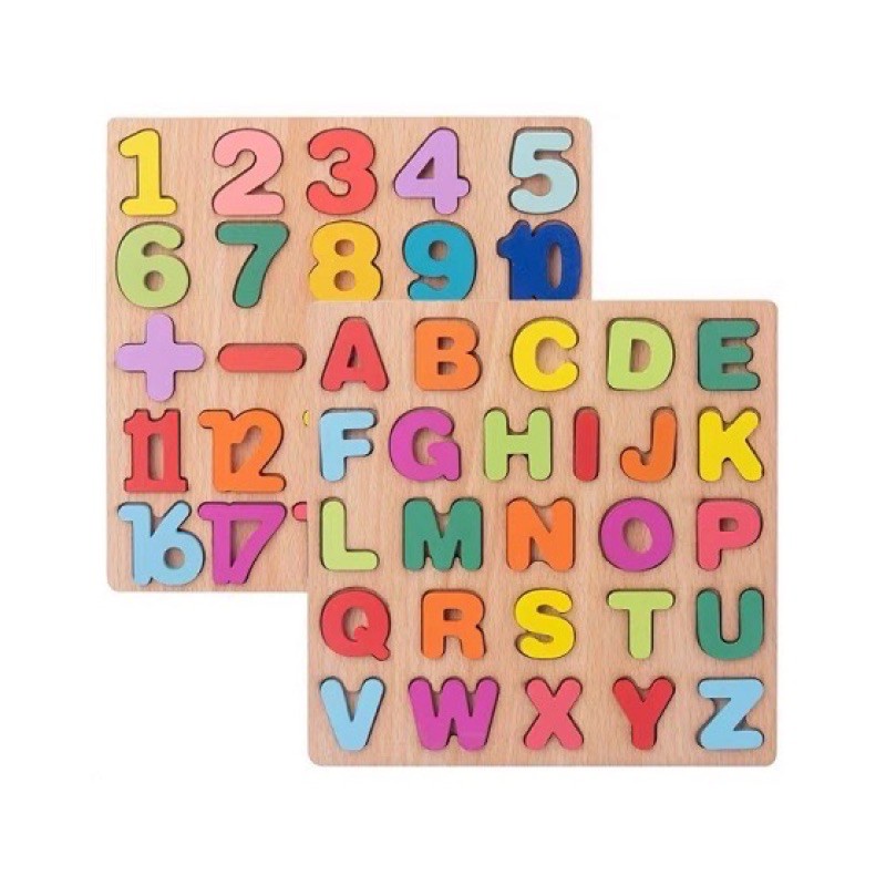 Alphabet Digital Puzzle Wooden Toys Number Letter shape Matching Jigsaw ...