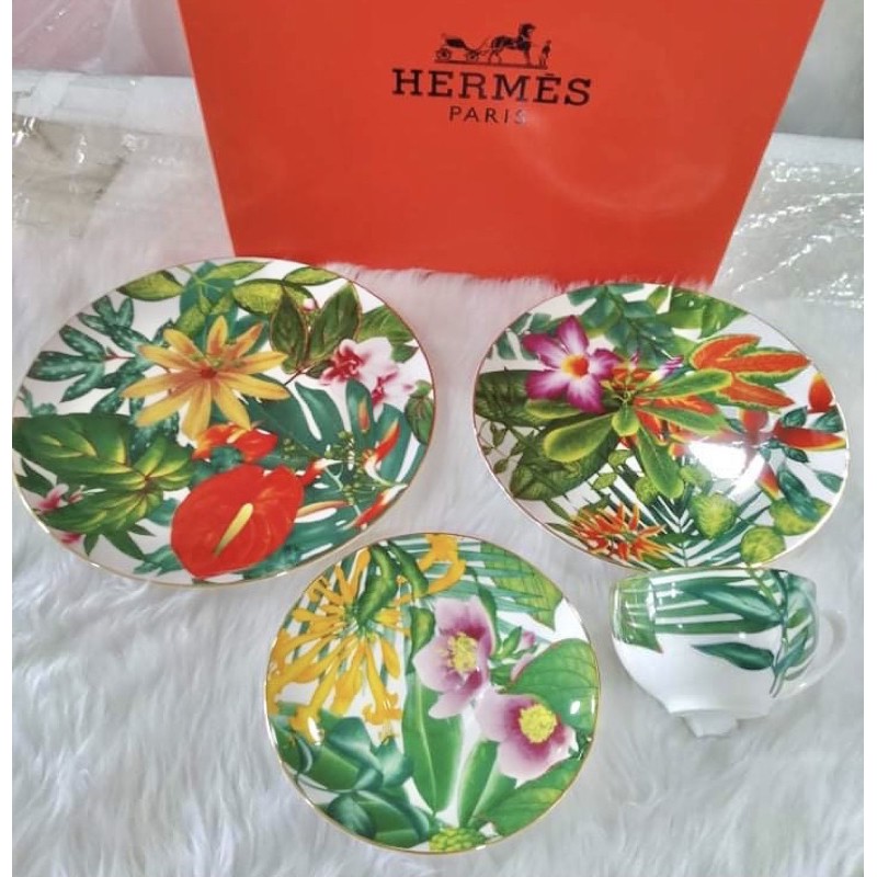 Hermes Dinnerware Set Passifolia Brand New Authentic with Backstamp