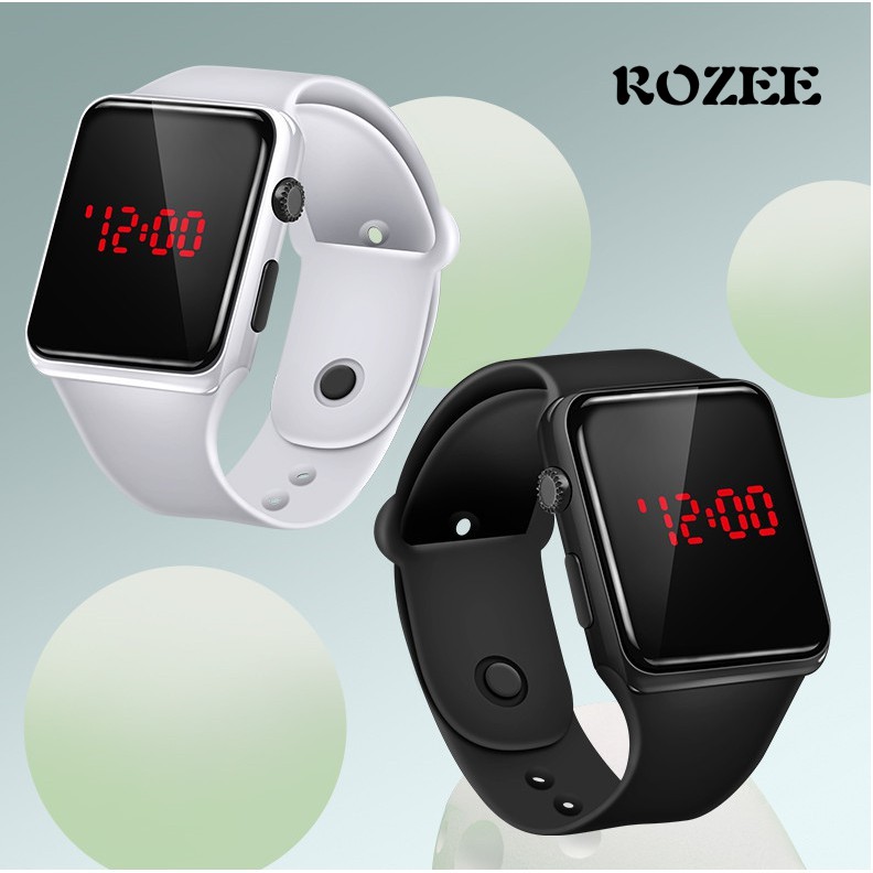 [ROZEE]Fashion Unisex Silicone Watchband Wristwatch LED Digital Sport