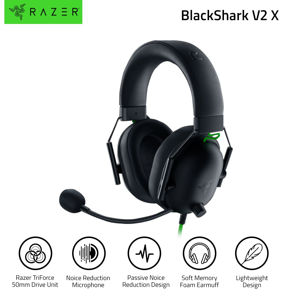 Razer BlackShark V2 X HyperClear Cardioid Mic Gaming Headphones ...