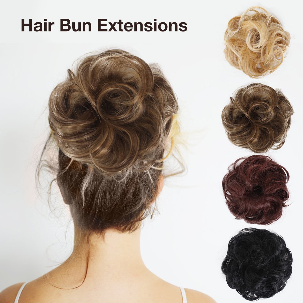 Hair Bun Extensions Scrunchy Updo Wavy Straight Hair Bun Messy