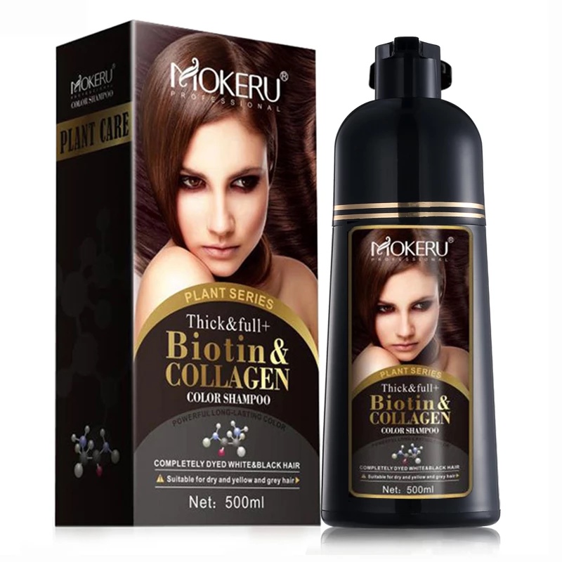 Mokeru 500ml Long Lasting Natural Permanent Organic Color Dying Biotin  Collagen Hair Dye Shampoo Wash Dye Maintain 3 In 1 | Shopee Philippines