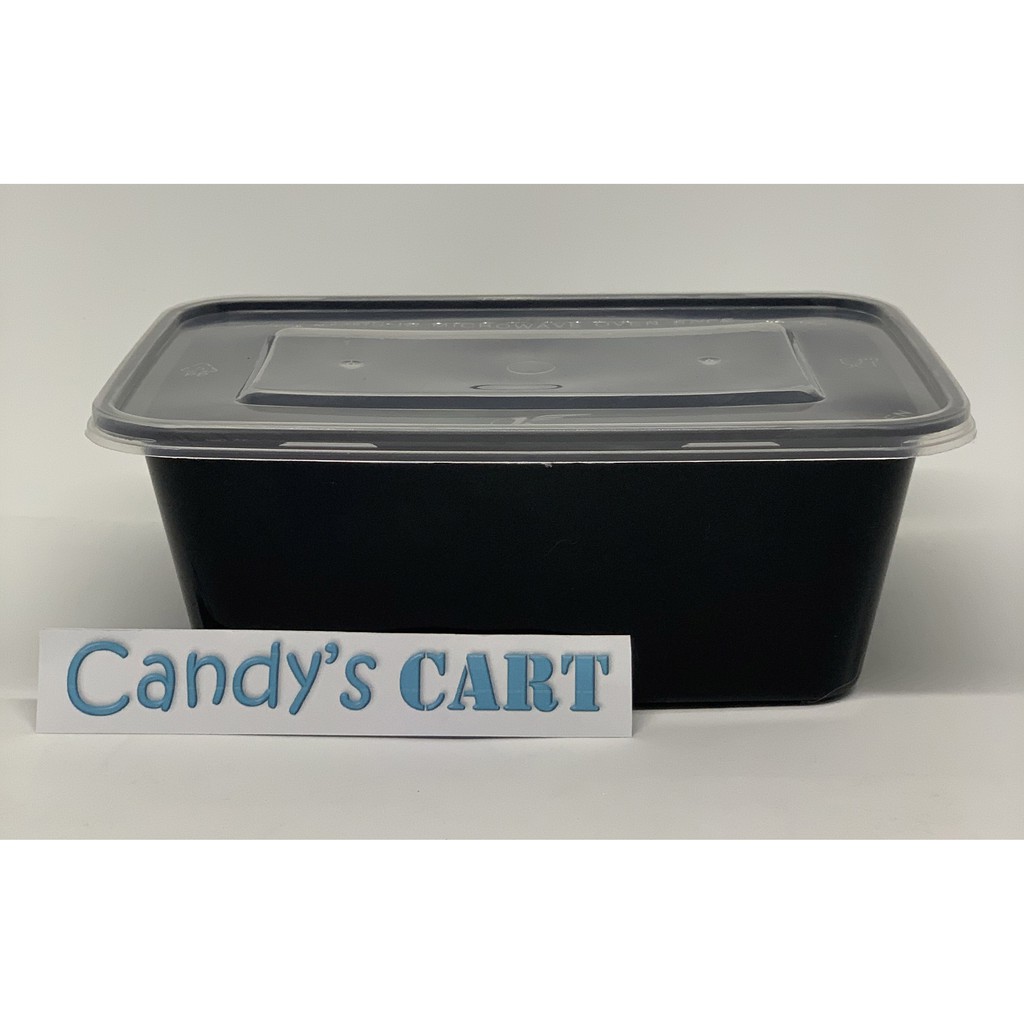 Black Microwavable Rectangle Plastic Food Container 1000ml (Take Out