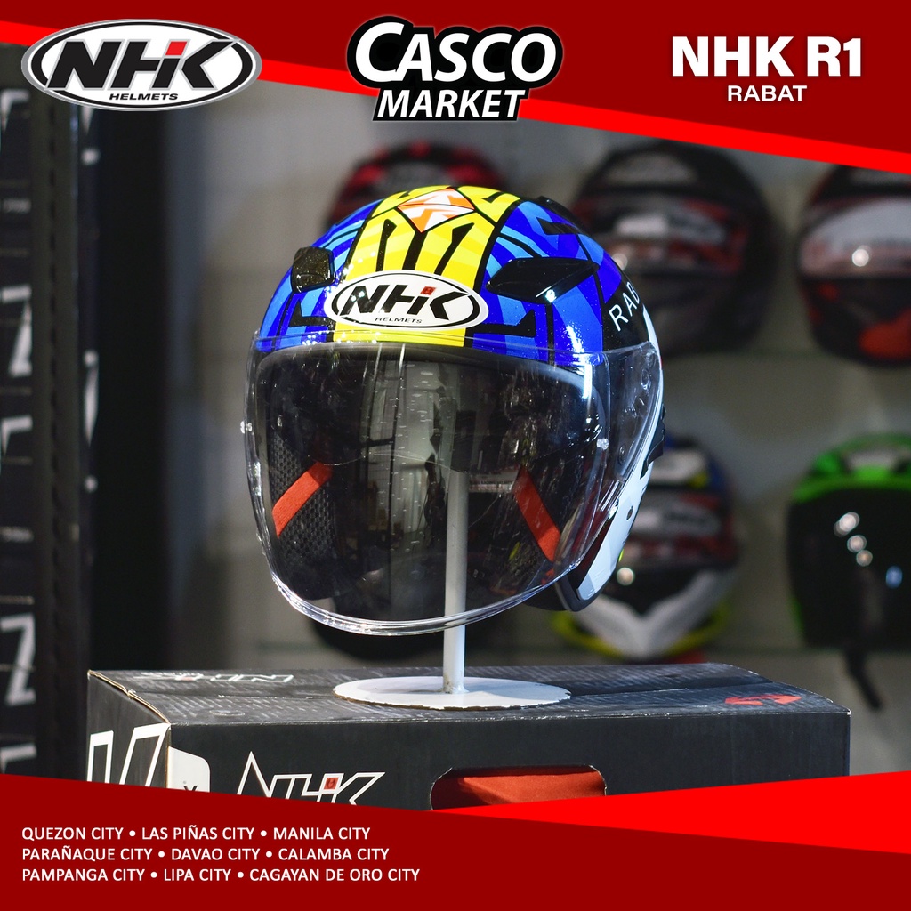 NHK R1 TITO RABAT HALF FACE DUAL VISOR MOTORCYCLE HELMET (FREE RAINBOW ...