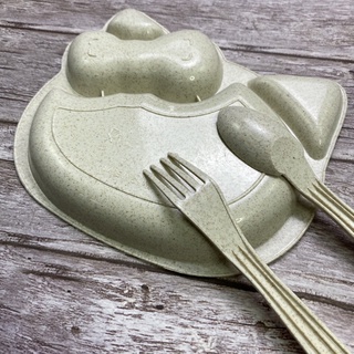 mini plate 3 Pcs per Set baby kids cute Baby Plate Spoon fork Eating Tableware Set #7