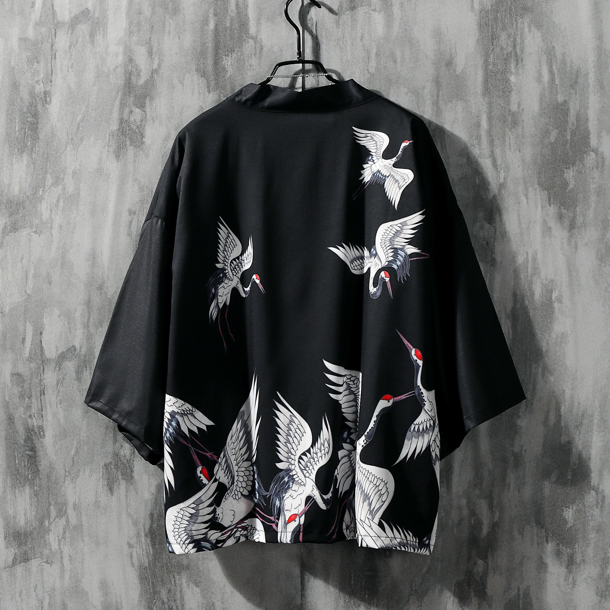 Crane Print Kimono Cardigan for Men Japanese Casual Clothing Summer New ...