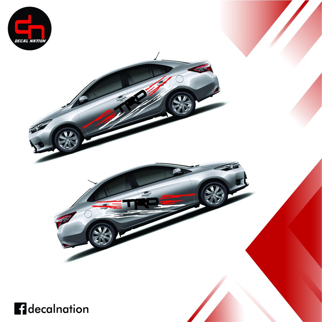 Toyota Vios Both Side Decals Cut Out Vinyl Sticker White, Black, Red ...