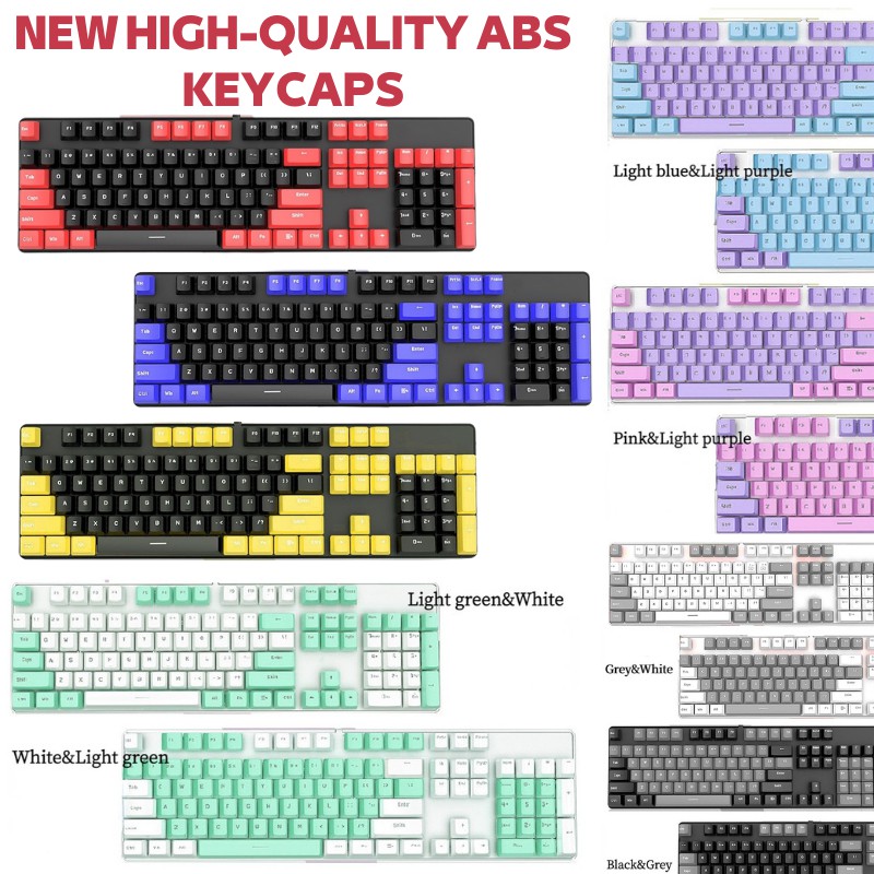 ABS 104Keys Pink Black White Grey Keycaps Profile Universal Ergonomic ...