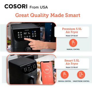 Cosori Smart Wi-Fi Pro 5.5L (5.8 Quart) Air Fryer CS158-AF (Black ...