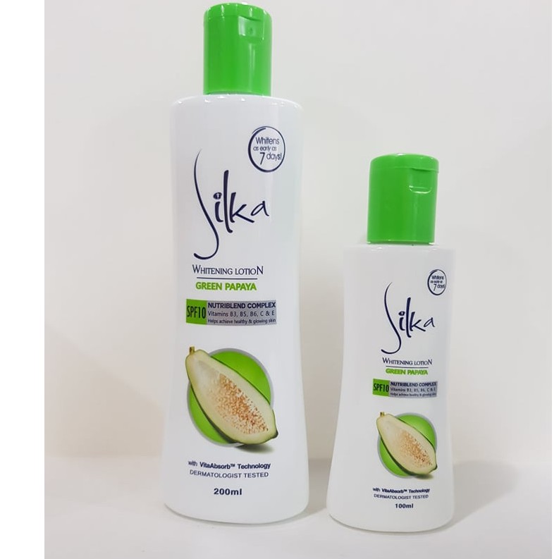 Silka Premium Whitening Lotion Green Papaya Spf 10 200ml 100ml