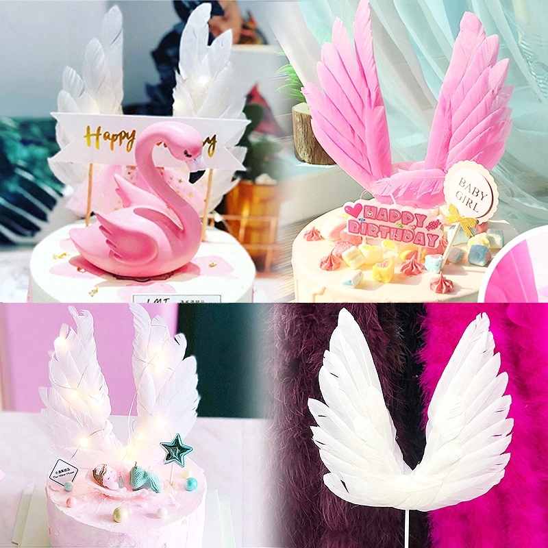 Angel Wings Cake Toppers Wedding Cake Flag Party Decoration