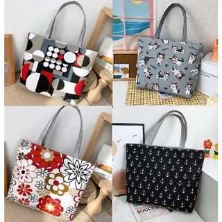 Korean New Fashion Canvas Tote Bag Canvas Shoulder Bags Simple With Zipper