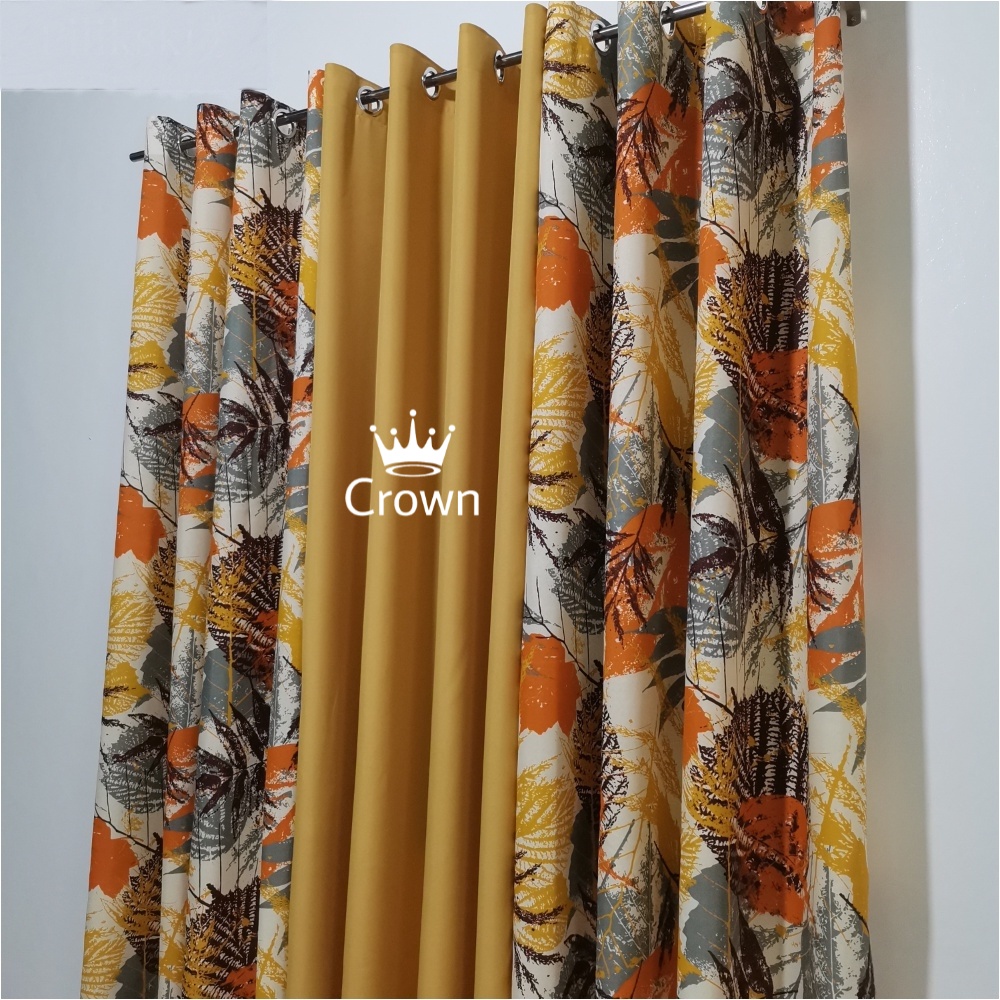 CRWN 3in1 Elegant Ring Curtain Ivy Yellow (6ft/7ft) sold per set