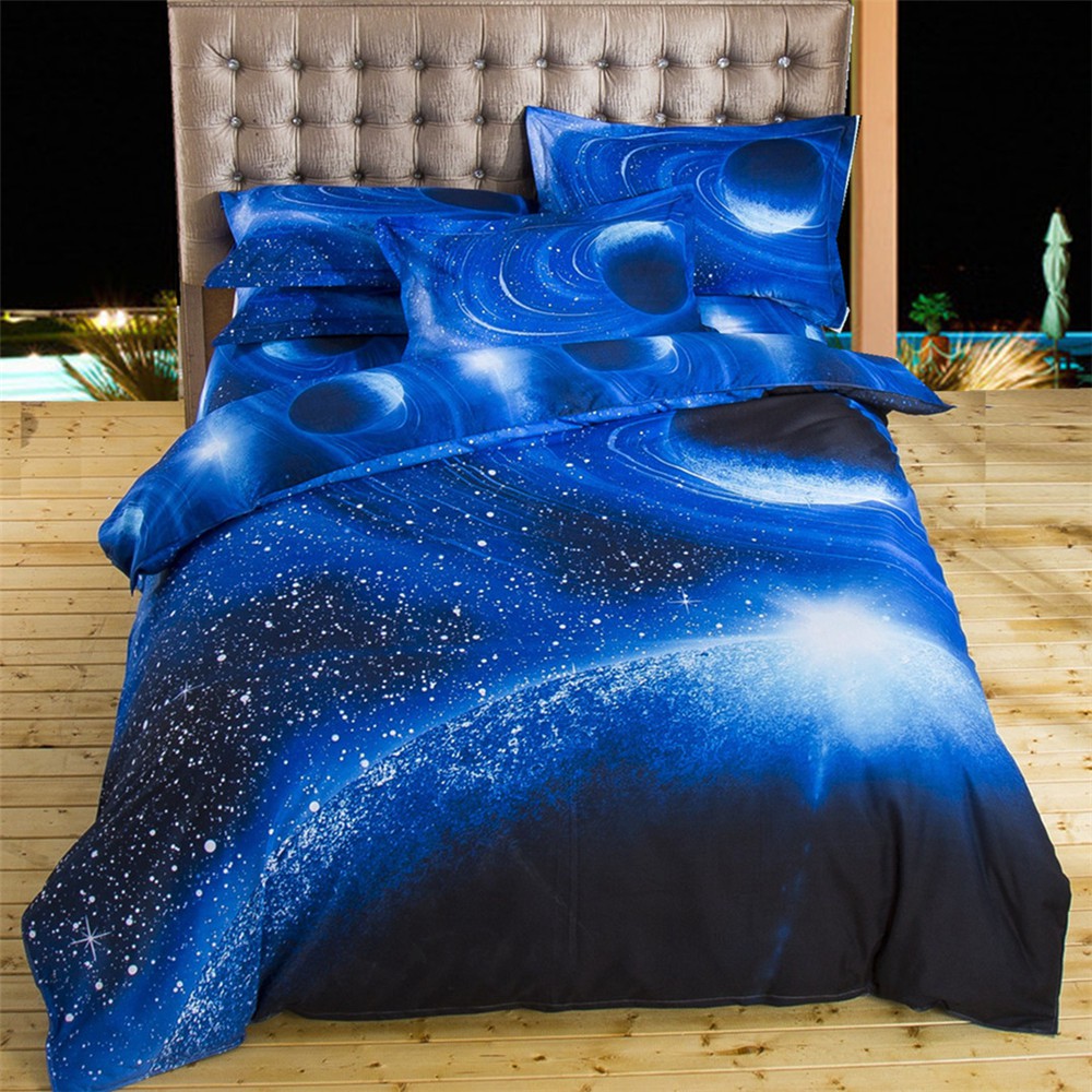 4pcs Duvet Cover Set 3d Bedding Sets Galaxy Sky Bed Set Shopee