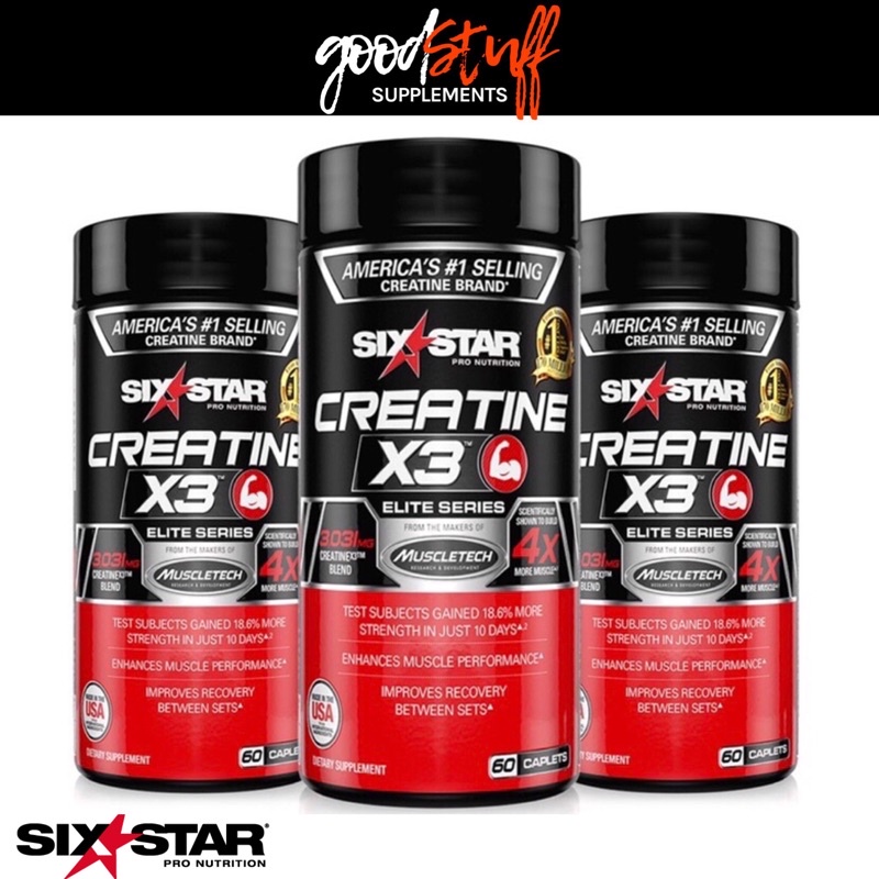 Six Star Elite Series Creatine X3 60 Caplets Micronized Creatine Pills