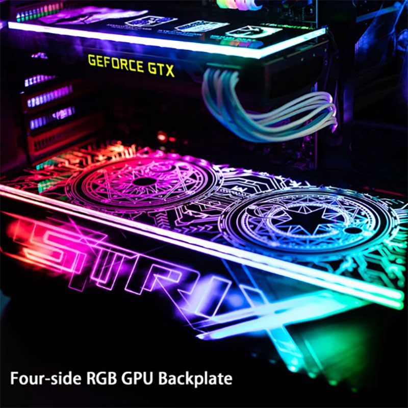 customized new version four side edge RGB gpu backplates pc case