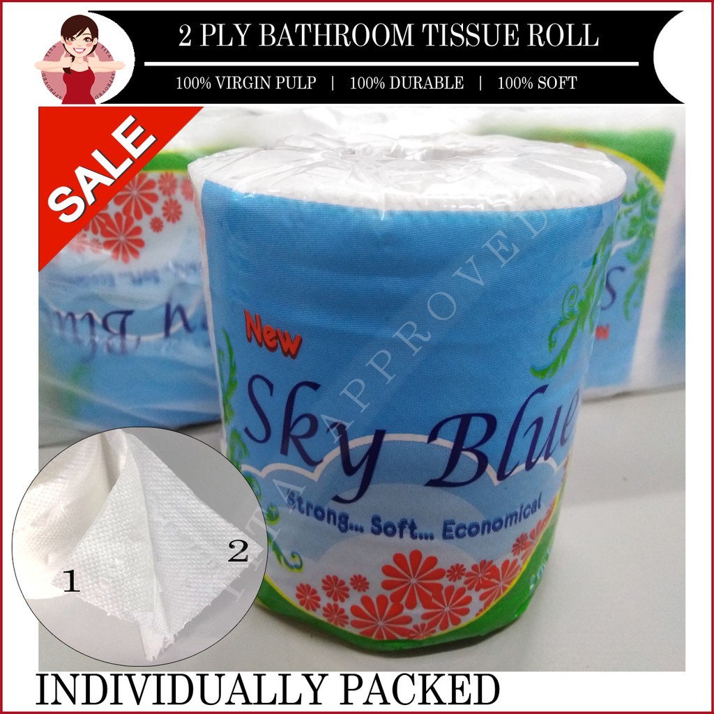 2PLY Virgin Pulp Toilet Paper Bathroom Washroom Tissue Roll