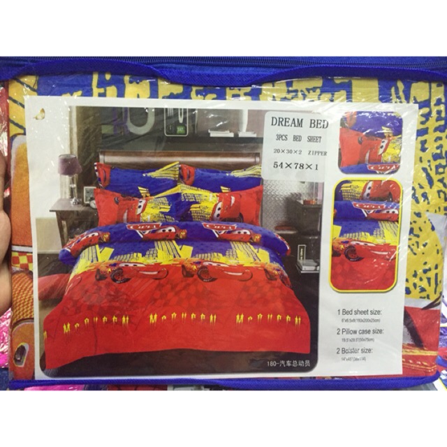 Bed Sheet Mcqueen Cars 3in1 Double Shopee Philippines