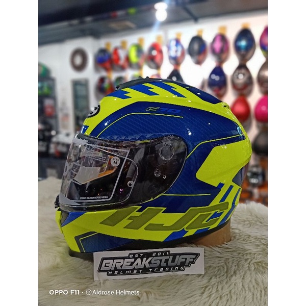 HJC c70 KORO gloss blue yellow fullface helmet | Shopee Philippines