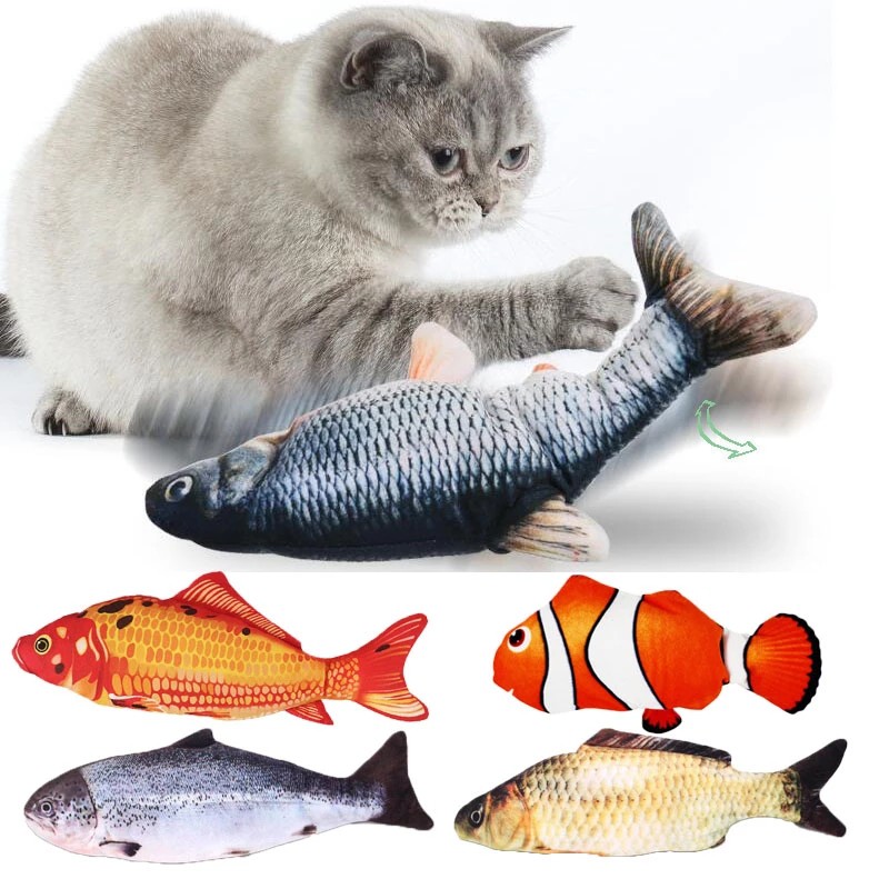 3D Dancing Fish Toy Charging Cat Electric Fish Stuffed Pillow Doll