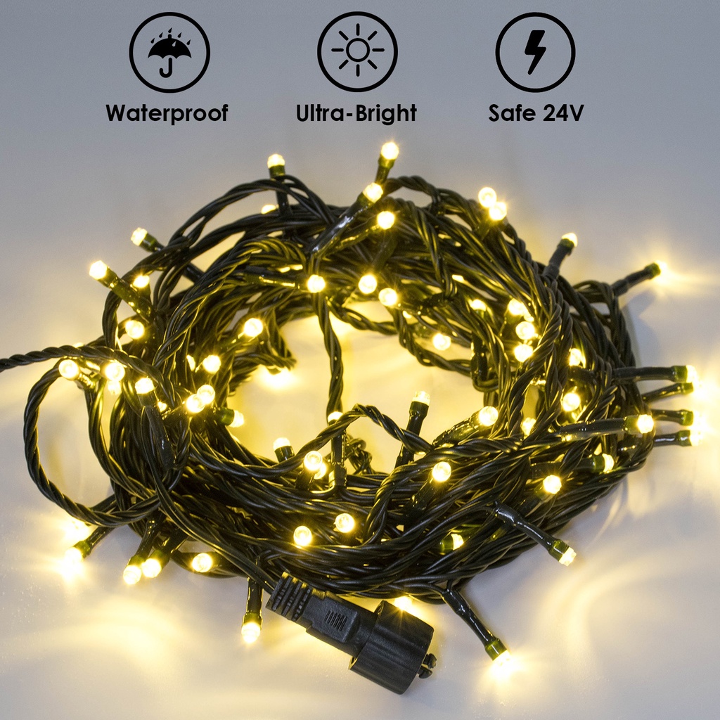 Waterproof outdoor string lights 10m 100 LED fairy lights 24V Twinkle