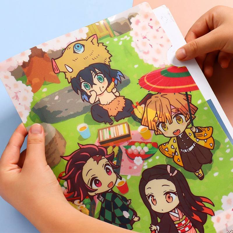Anime Demon Slayer Kimetsu No Yaiba Kamado Tanjirou Nezuko A4 Document Bag Bill Folder Holder Organizer Stationery Kids Gift 