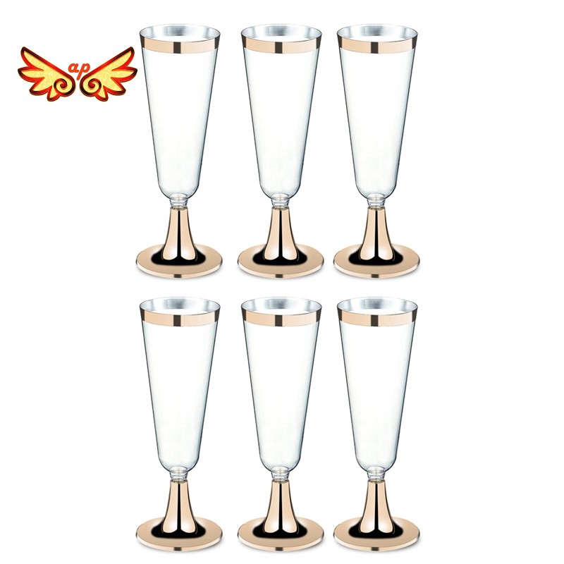 6Pcs Disposable Plastic Red Wine Glass 