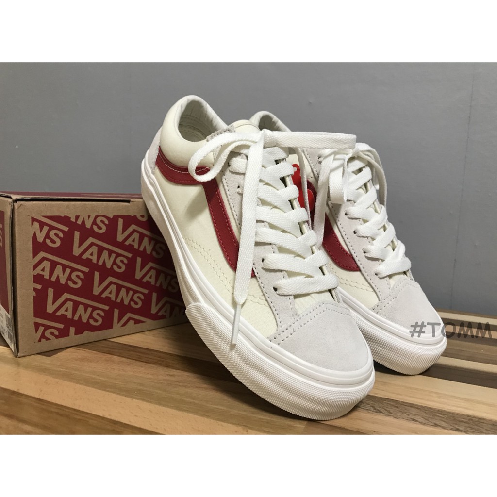 white vans with red line