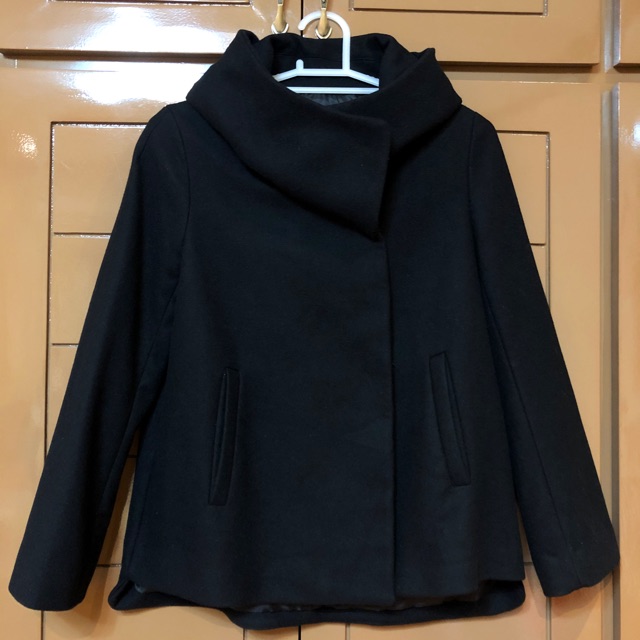 zara black winter coat