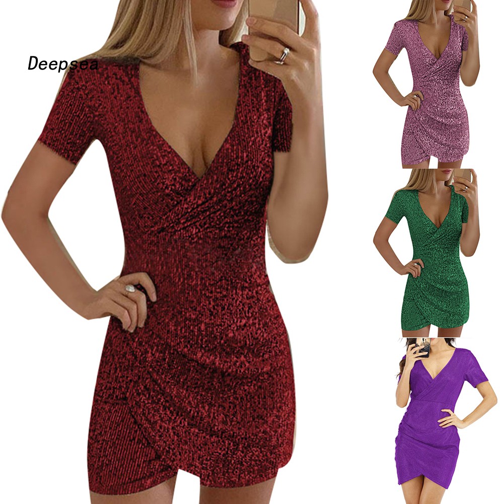 deep v neck tight dress