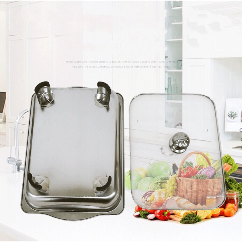 Stainless Steel Rectangular Food Warmer/tray with Glass Lid Cover For
