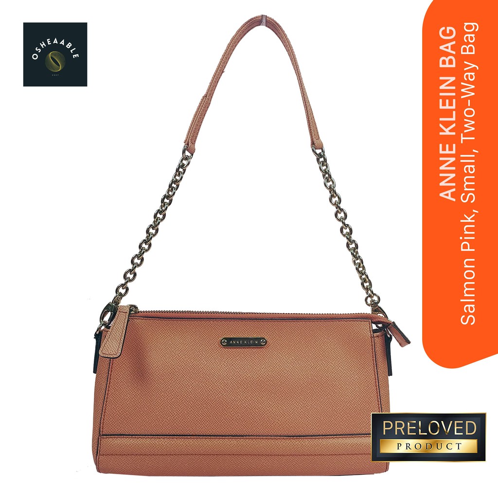 GENUINE Anne Klein Bag Salmon Pink, Small, with Chain, TwoWay Bag