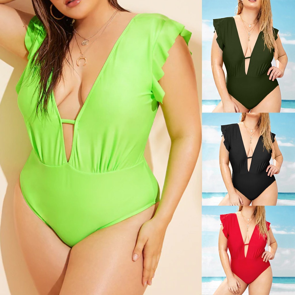 plus size flounce swimsuit