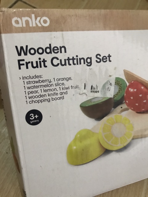 wooden fruit and veg cutting set