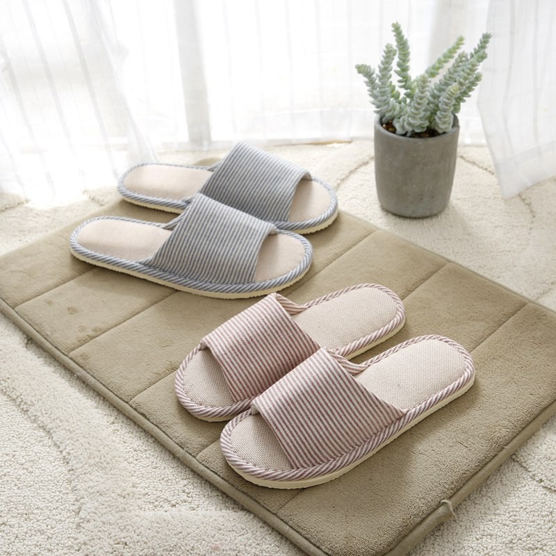 Japanese cotton linen slippers indoor non-slip thick-soled | Shopee ...