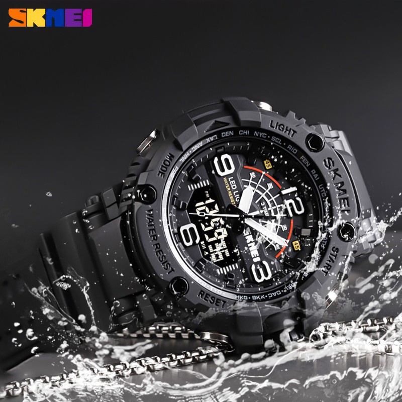 SKMEI Official Men Analog Digital Sporty World Time Original Watch Waterproof Large Dial relo