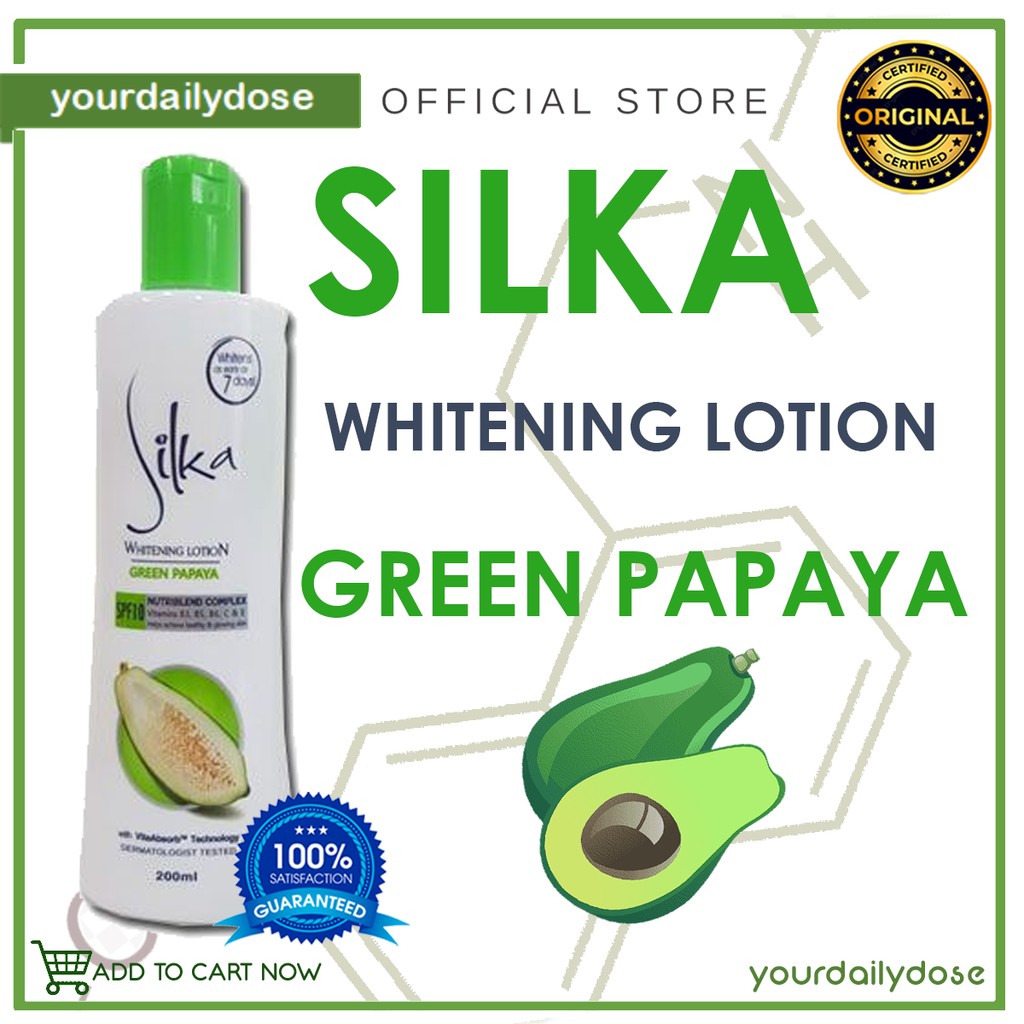 Silka Premium Whitening Lotion Green Papaya Spf 10 200ml 100ml