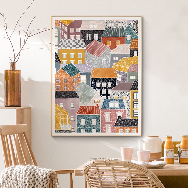 Nordic Colorful House Letter Landscape Poster Modern Abstract Canvas Wall Art Pictures For Living Room Decor Unframed Ee Philippines - Colorful Wall Art Letters
